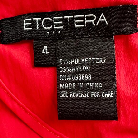 Etcetera Red Ruffle Front Belted Jacket Size 4 - Picture 6 of 7